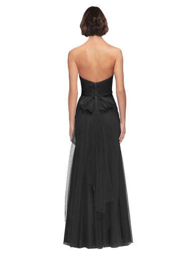 Long Tulle Bridesmaid Dress with Sweetheart Neckline and Belt UK