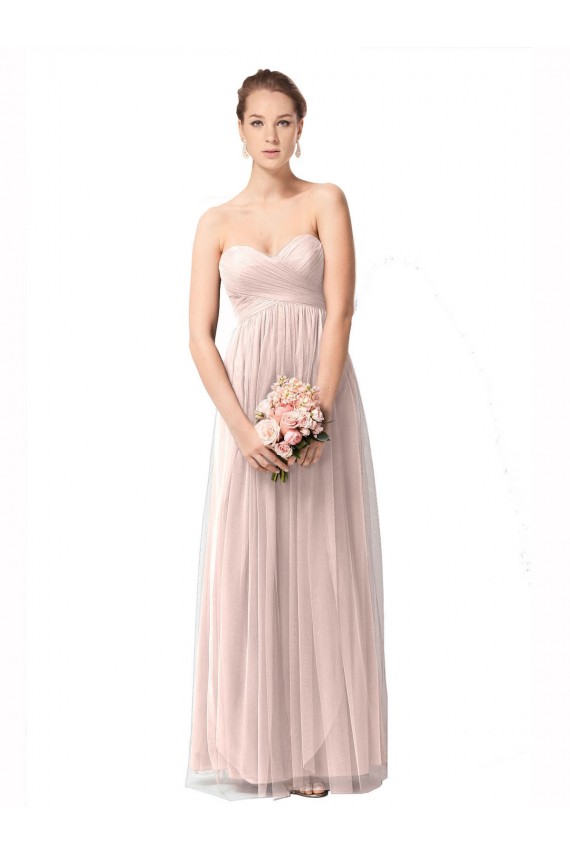 Long Sweetheart Tulle Bridesmaid Dress with Shirred Criss Cross Bodice UK