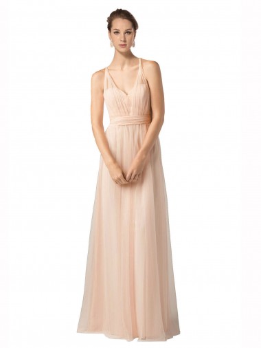 Sweetheart A-Line Tulle Bridesmaid Dress with Shirred Bodice UK