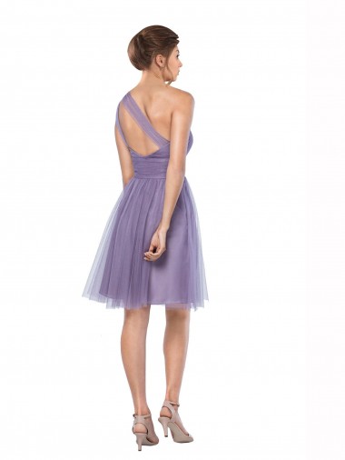 One Shoulder Short Knee Length Tulle Bridesmaid Dress UK