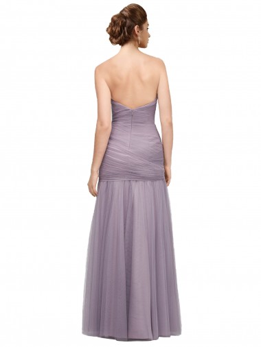 Draped Long Mermaid Sweetheart Tulle Bridesmaid Dress UK