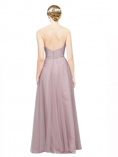 Sweetheart Neckline Long Tulle Bridesmaid Dress with Lace Bodice UK