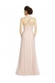 Long Draped Back A-Line Tulle Bridesmaid Dress with Pleated Bodice UK