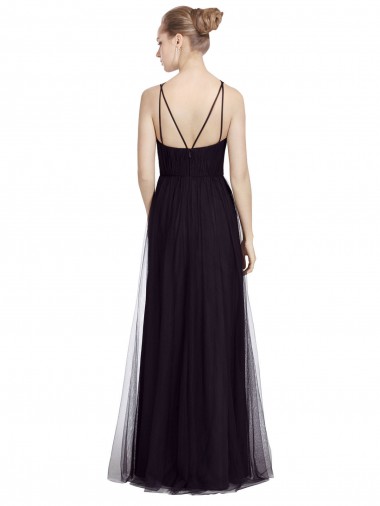 High Neck Long A-Line Tulle Bridesmaid Dress UK