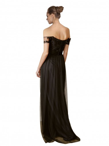 Off The Shoulder Sequined Lace Tulle Bridesmaid Dress UK