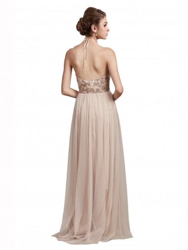 Sweetheart Tulle Bridesmaid Dress with High Neck Illusion Bodice UK