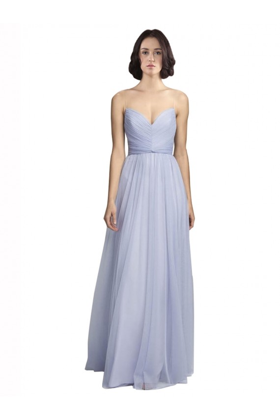 Spaghetti Strap Tulle Bridesmaids Dress with Ruched Bodice UK