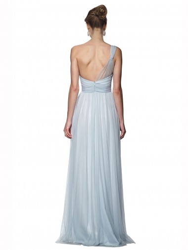 One Shoulder Illusion Tulle Bridesmaid Dress with Knot Detail UK