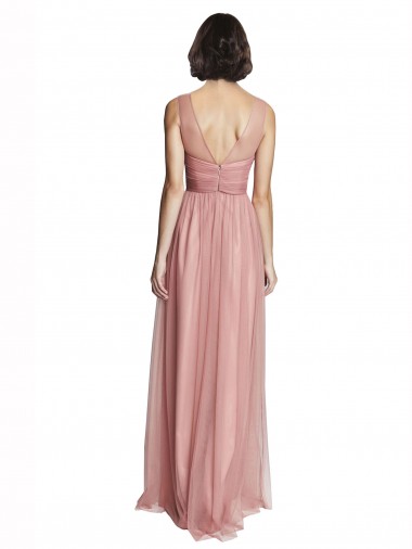 V-Neck Illusion Tulle Bridesmaids Dress UK
