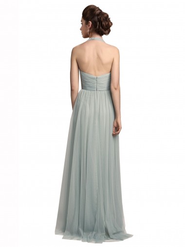 Halter Ruched Sweetheart Neckline Tulle Bridesmaid Dress UK