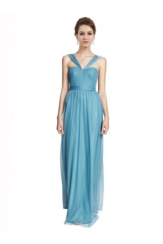 Floor Length Inverted V-Neck Tulle Bridesmaids Dress UK