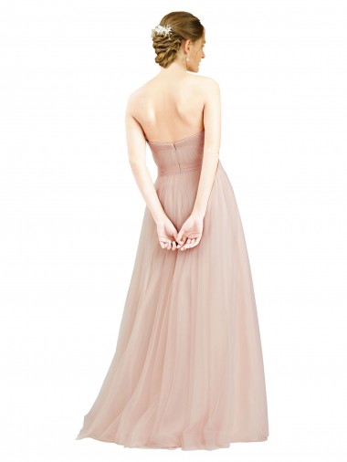 Floor Length Sweetheart Tulle Bridesmaid Dress with Open Back UK