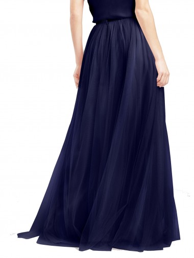 Long A-Line High Neck Halter Tulle Bridesmaid Dress UK