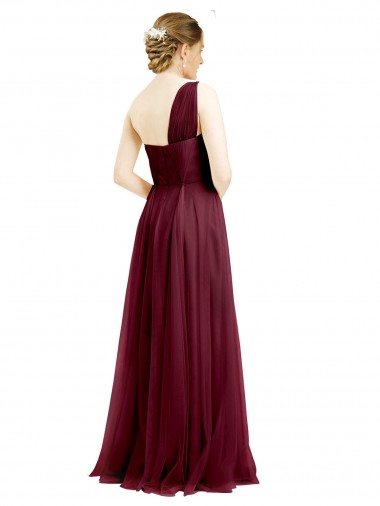 One Shoulder Floor Length Long Tulle Bridesmaid Dress UK