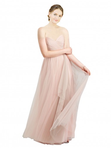 Long Floor Length Sweetheart Pleated Tulle Bridesmaid Dress UK