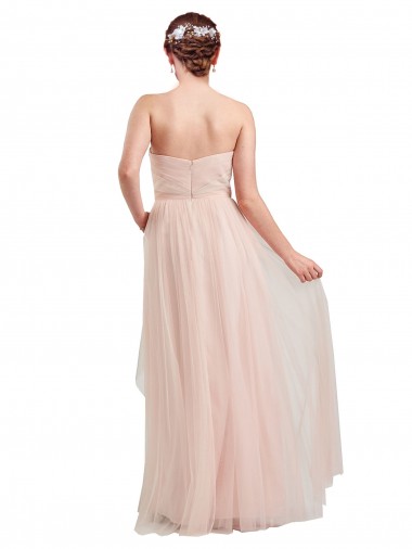 Long Floor Length Sweetheart Pleated Tulle Bridesmaid Dress UK