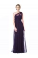 One Shoulder Long Tulle Bridesmaid Gown with Sheer Netting Strap UK