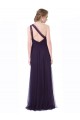 One Shoulder Long Tulle Bridesmaid Gown with Sheer Netting Strap UK