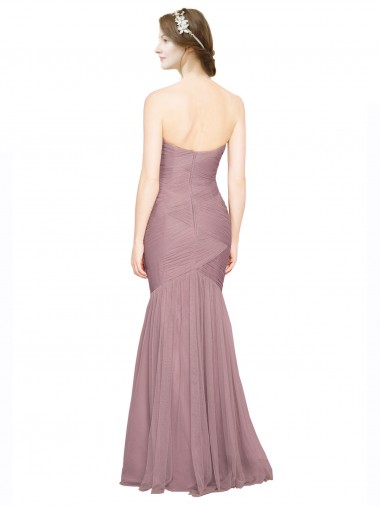 Mermaid Strapless Tulle Bridesmaid Dress with All Over Pleats UK