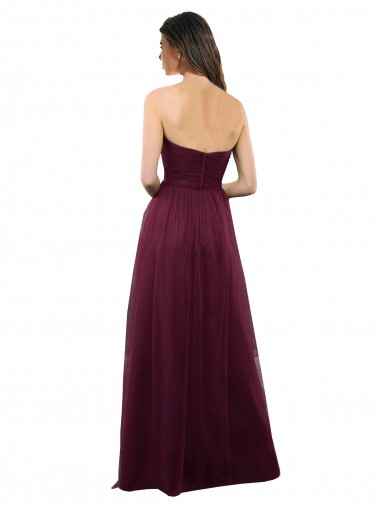 Strapless Tulle A-line bridesmaid dress with pleated top UK