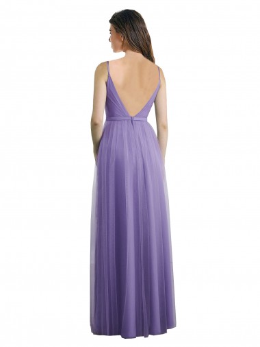 Sweetheart Deep V-Back Tulle Bridesmaid Dress with Draped Bodice UK