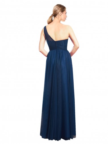 Ruched One Shoulder Tulle A-Line Bridesmaid Dress UK