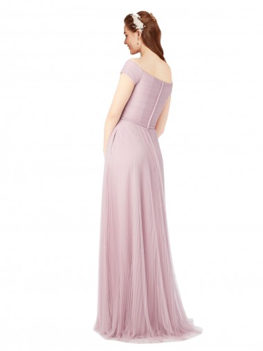 Off the Shoulder Long A-Line Tulle Bridesmaid Dress UK