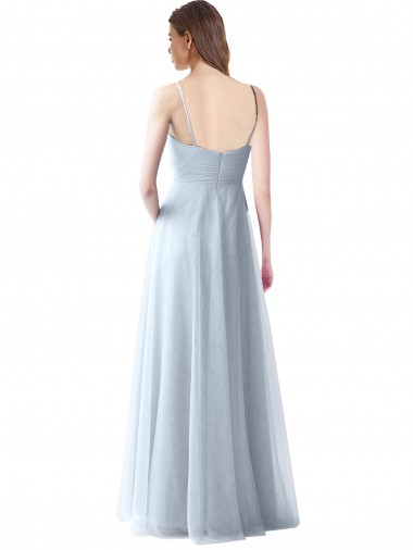 Wrapped Ruched Natural Waist Slim Soft Tulle Bridesmaid Dress UK