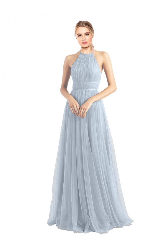 Halter Neckline Slim A-Line Tulle Bridesmaid Dress UK