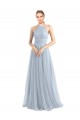 Halter Neckline Slim A-Line Tulle Bridesmaid Dress UK