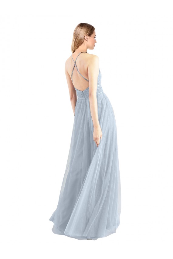 Halter Neckline Slim A-Line Tulle Bridesmaid Dress UK
