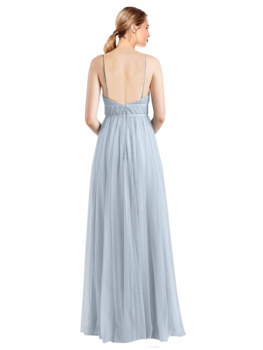 Spaghetti Straps V-Neck Slim A-Line Tulle Bridesmaid Dress UK