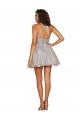 Halter Neckline Criss Cross Back Short Cocktail Dress with Beaded Lace Bodice UK