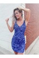 Short Velvet Sequin V-Neck Sleeveless Homecoming Dress / Prom Dress UK