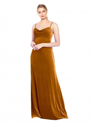 Long Velvet Cowl Neck Slip Bridesmaid Dress / Prom Dress UK