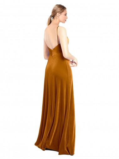 Long Velvet Cowl Neck Slip Bridesmaid Dress / Prom Dress UK