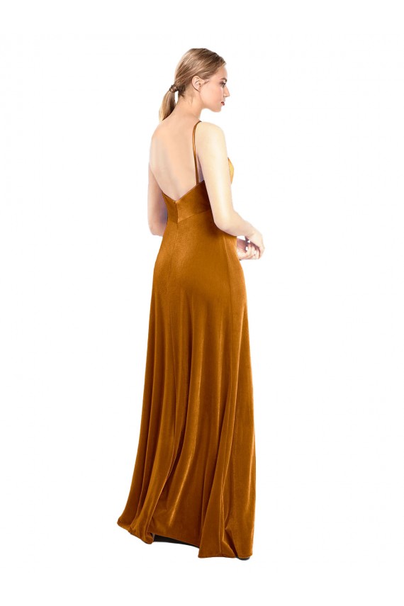 Long Velvet Cowl Neck Slip Bridesmaid Dress / Prom Dress UK
