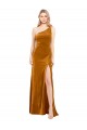 Sleek One Shoulder Long Formal Velvet Bridesmaid Dress / Prom Dress UK