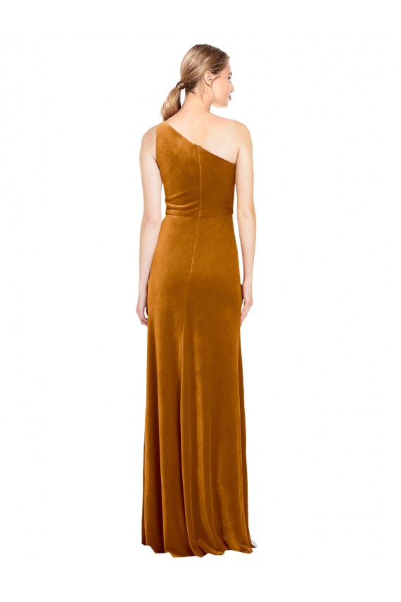 Sleek One Shoulder Long Formal Velvet Bridesmaid Dress / Prom Dress UK