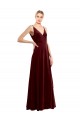 Faux Wrap V-Neck Sleek Long Formal Velvet Bridesmaid Dress / Prom Dress UK