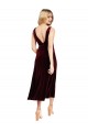 Daring Plunging V-Neckline Short Midi Cocktail Length Velvet Bridesmaid Dress / Prom Dress UK