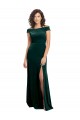 Floor Length Cap Sleeves Long Formal Velvet Bridesmaid Dress / Prom Dress with High Side Slit UK