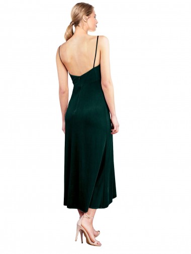 Midi Cocktail Length Cowl Neck Velvet Slip Bridesmaid Dress / Prom Dress UK