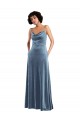 Sleek Cowl Neck Velvet Maxi Bridesmaid Dress / Prom Dress with Pockets UK