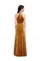 High-Neck Halter Velvet Maxi Bridesmaid Dress / Prom Dress with Front Slit UK