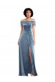 Draped Cuff Off the Shoulder Velvet Maxi Bridesmaid Dress / Prom Dress with Pockets UK