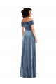 Draped Cuff Off the Shoulder Velvet Maxi Bridesmaid Dress / Prom Dress with Pockets UK