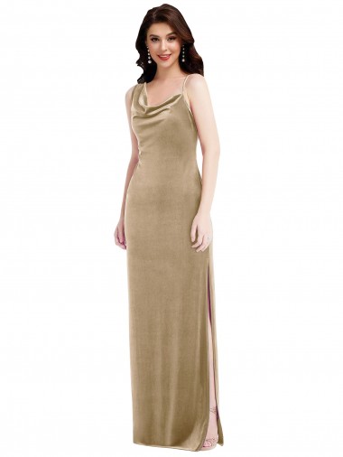 Asymmetrical One Shoulder Formal Velvet Maxi Slip Bridesmaid Dress / Prom Dress UK