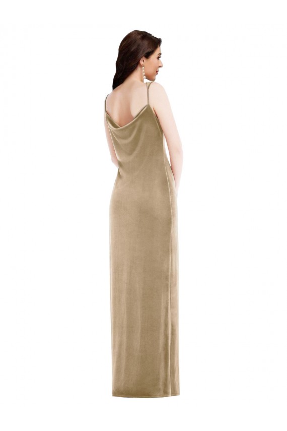 Asymmetrical One Shoulder Formal Velvet Maxi Slip Bridesmaid Dress / Prom Dress UK