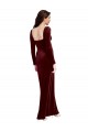 Sleek Square Neck Spaghetti Straps Velvet Bridesmaid Dress / Prom Dress with Side Slit UK